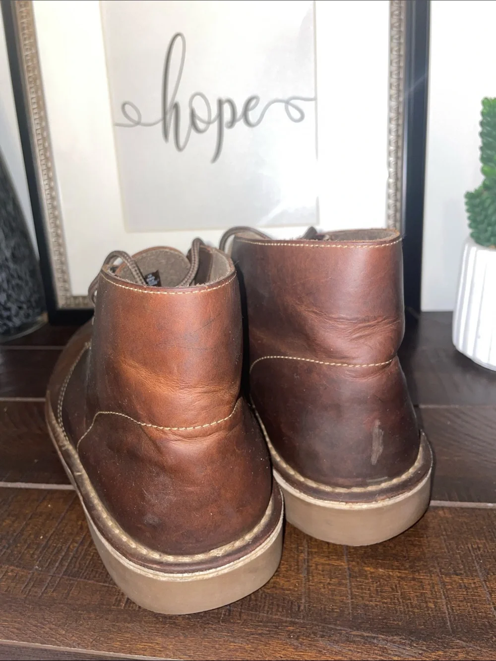 Clarks Bushacre II Mens Brown Leather Chukka Boots Lace-Up Size 9.5 W Extra Wide